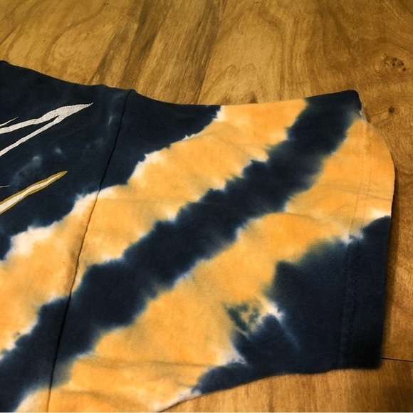 Vintage 90s Liquid Blue St Louis Rams Tie Dye Blue Gold V Stripes T-Shirt Large - Picture 4 of 8
